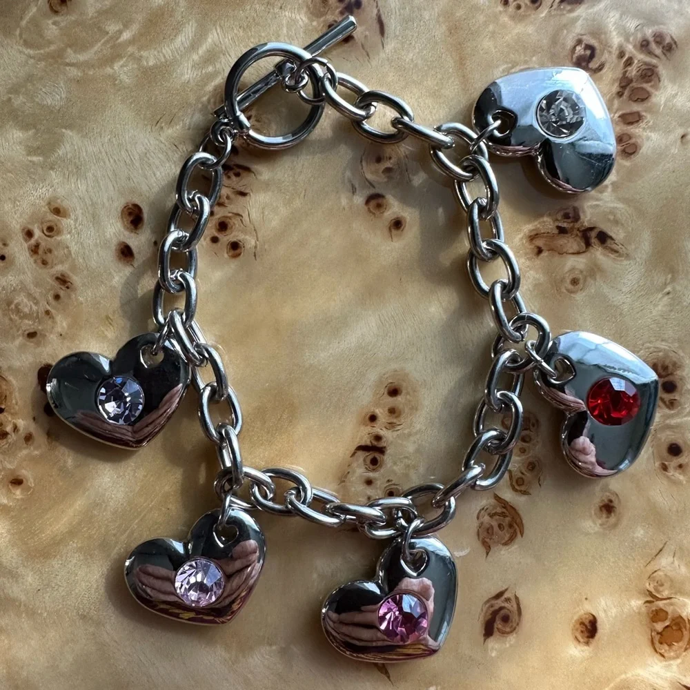 Puffy Heart Love Amore Charm Bracelet